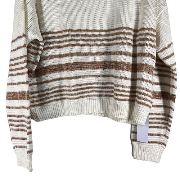 LUMINERE Womens Sz M Striped Sweater Cream and Tan NWT - Picture 5 of 9